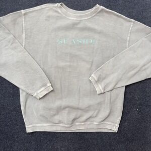 The Seaside Style Shirt Womens Medium Gray Long Sleeve SEASIDE Tee Top